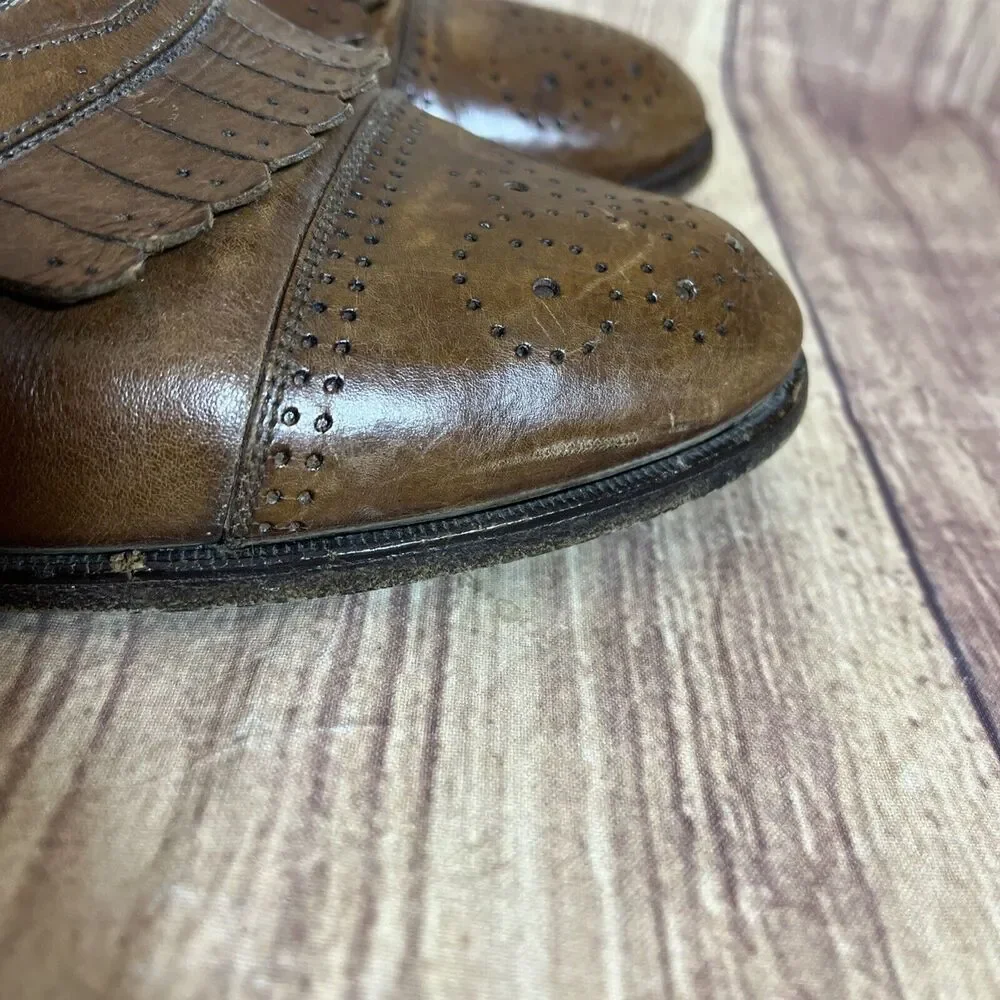 Vintage Mens Bostonian Shoes Loafers Tassel Florentine Dress Brown 9 1/2 M ITALY